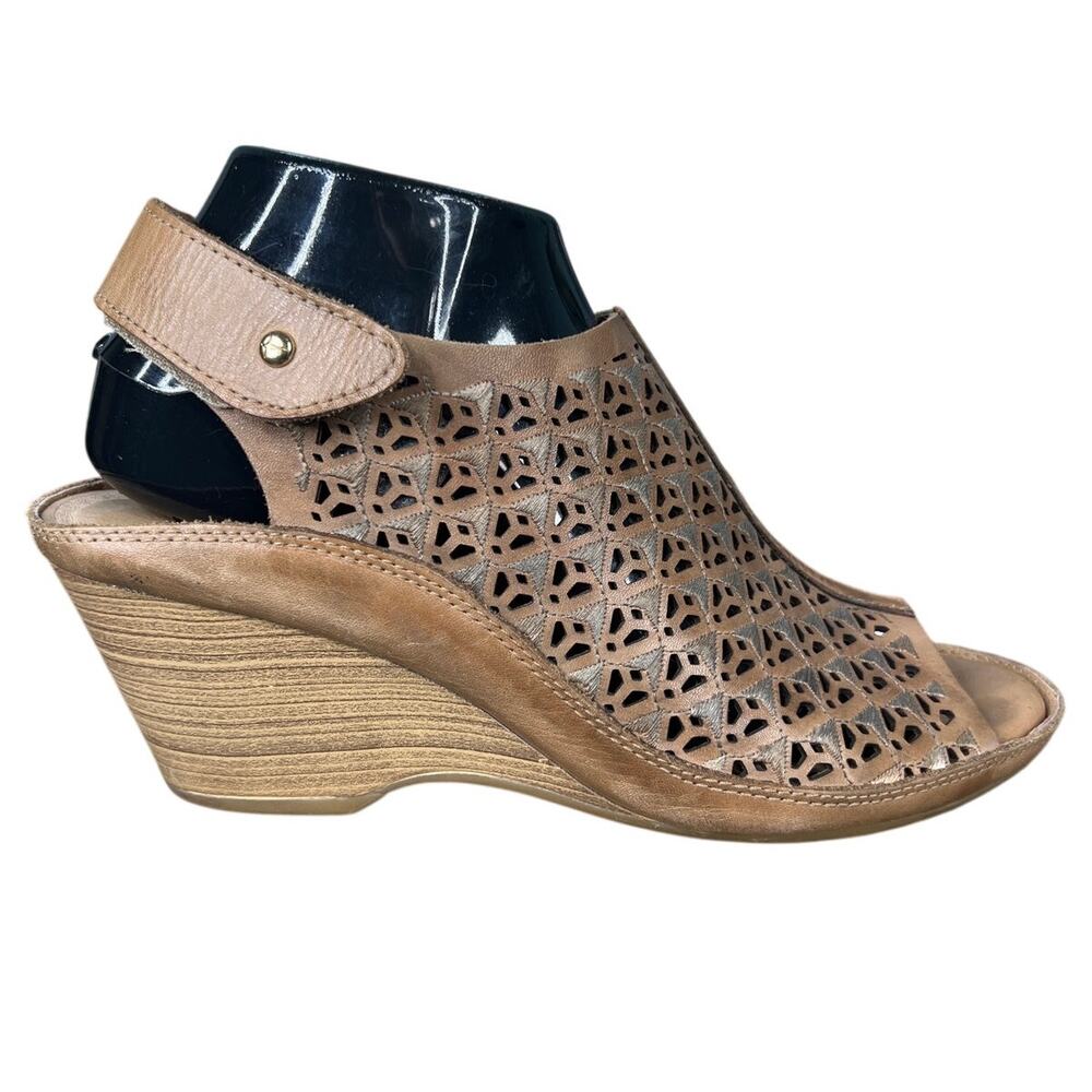 Pikolinos Women's Capri Brown Leather Wedge Sandal Size 39 US 8.5/9
